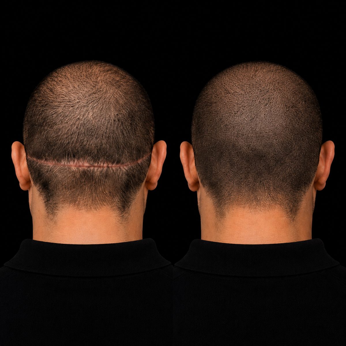Camouflage cicatrice FUE / FUT — avant / après