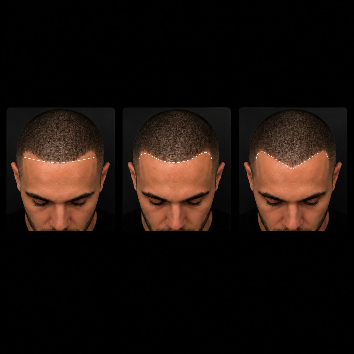 Les 3 types de ligne frontale : droite, arrondie, en V