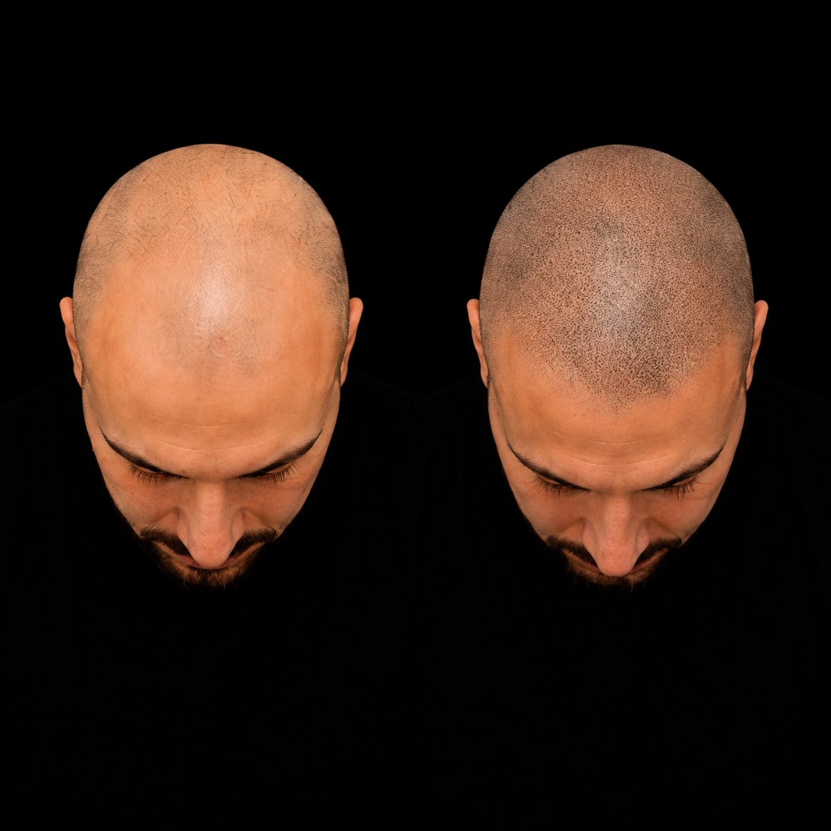 Tricopigmentation tête entière — avant / après